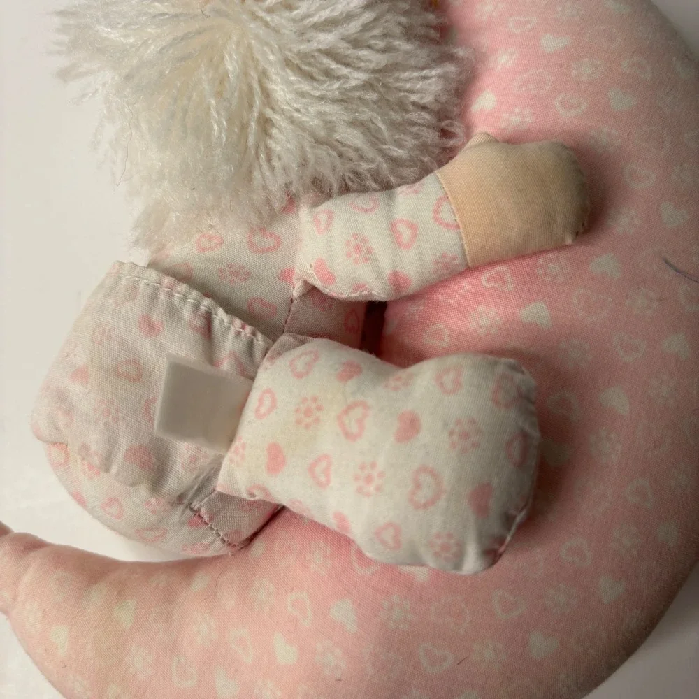 VTG Russ Berrie‎ Doll Girl Sitting Laying On Pink Moon Plush Nursery Decor SEE